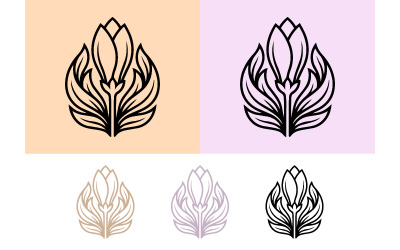 Tulip flower bud emblem graphic design.