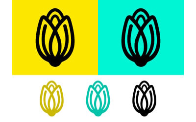 Tulip icon set yellow teal black.