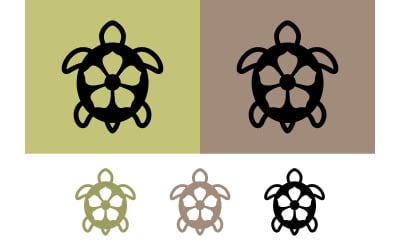 Turtle icon design with flower elements green.