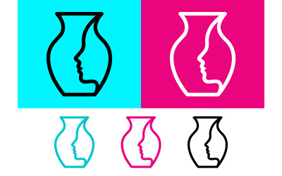 Vas ansikte profil keramisk keramik grafisk design.