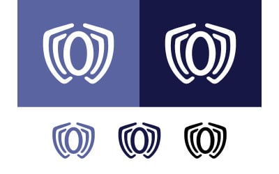 Abstract shield shape with oval center logo.