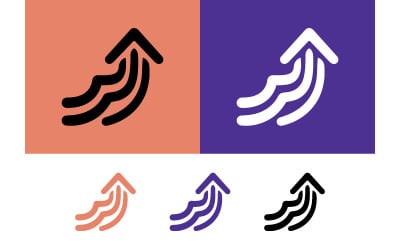 Growth arrow logo orange and purple backdrop.