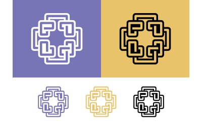 Interlocking geometric square pattern.