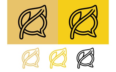Leaf and speech bubble icons yellow background.