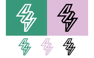 Lightning bolt logo green and purple backgrounds.