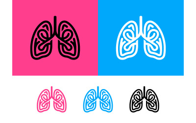 Lungs organ icon black white medical symbol.