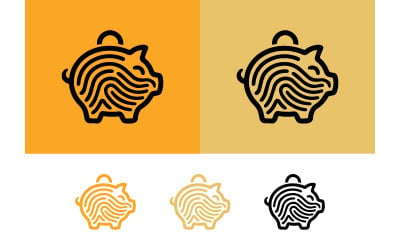 Piggy bank fingerprint logo and icon for finance.