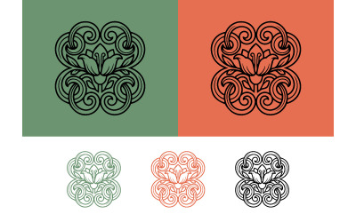 Stylized lotus flower symmetrical design.
