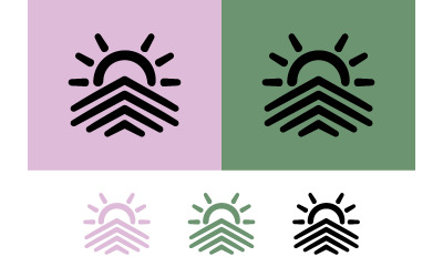 Sunrise over mountains logo for nature and growth.