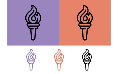 Torch icons on purple and coral backgrounds.