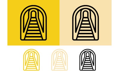 Train tunnel entrance icons yellow background.