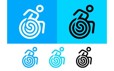 Wheelchair person icon blue white disabled symbol.