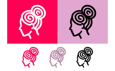 Woman's profile with elegant updo hairstyle icon.