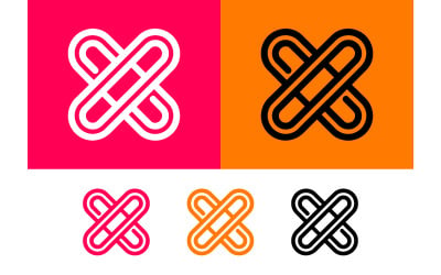 X shape icon link orange white cross symbol.