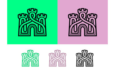 Abstract castle towers with intertwined design.