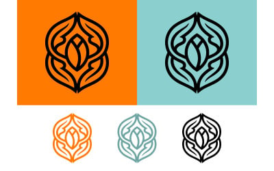 Abstract organic motif with tribal decorative elements.