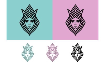 Abstract regal queen face graphic design.