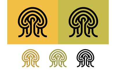 Abstract tree logo on yellow green background.