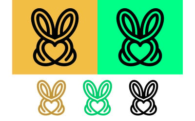 Bunny rabbit ears heart knot icon logo.