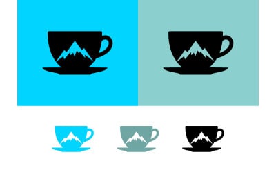 Tazza da caffè con logo di montagna.