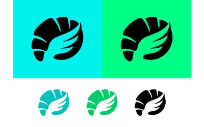 Croissant with wing logo design.