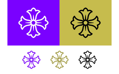 Cross flower design purple gold and black backgrounds.