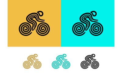 Cyclist abstract symbol logo design.