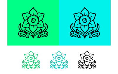 Daffodil floral logo design elements abstract.