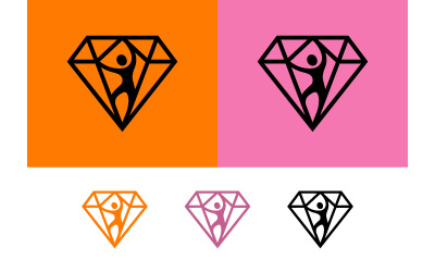 Diamantvormig menselijk figuurlogo-symbool.