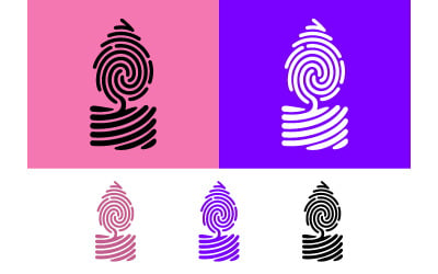 Fingerprint logo pink purple blue white.