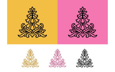 Floral emblem design on yellow background.