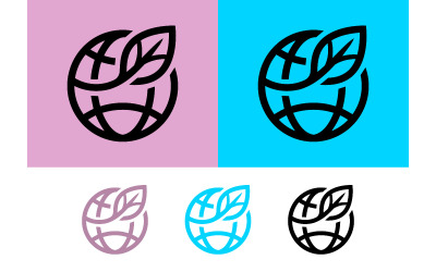 Globe with leaves logo on pink background.