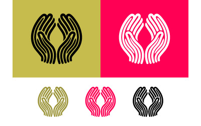 Hands icon gold pink black white.