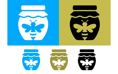 Honey jar with bee logo, silhouette