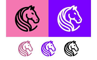 Emblème tête de cheval, variantes rose, violet et noir.