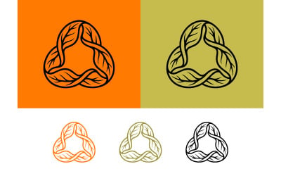 Intertwined leaves symbol in orange and green tones.