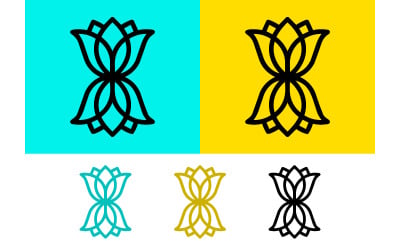 Lotus flower abstract logo teal yellow and black designs.