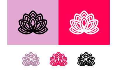 Lotus symbol on pink and white background.