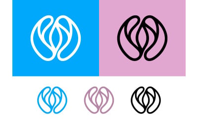 Organisk form logotyp abstrakt vit och svart blå.