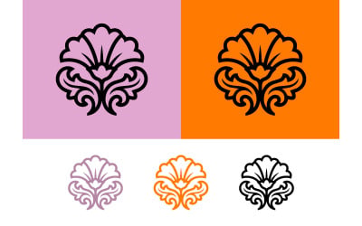 Ornate flower emblem logo design.