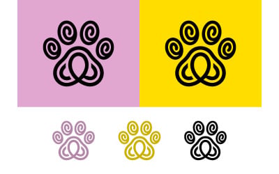 Paw print icon stylized heart outline logo.