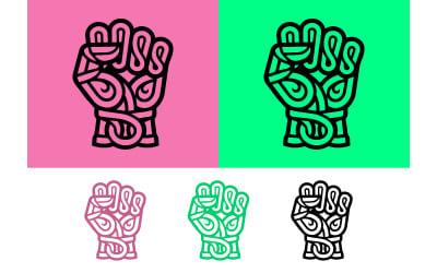 Raised fist symbol with ornamental design.