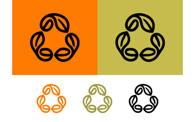 Recycle symbol with leaves on orange background.