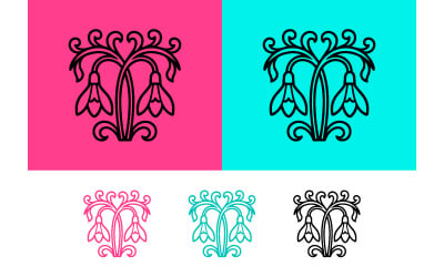 Snowdrop flowers symbol on pink background.