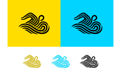 Swimmer abstract symbol logo design.