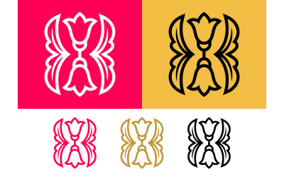 Tulip flower symmetrical emblem logo.