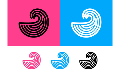 Wave symbol on blue and pink background.