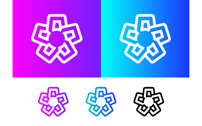 Abstract geometric flower shape emblem logo icon.