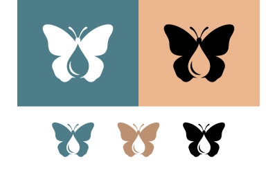 Butterfly with water drop logo on green.
