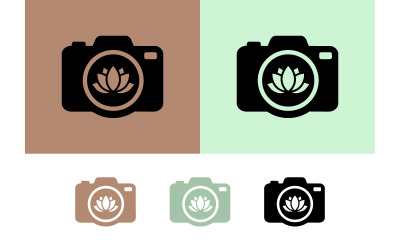 Camera logo with lotus flower design.